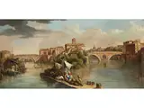 Blick auf die Tiberinsel in rom by Paolo Anesi, oil on canvas, offered Sep 2024