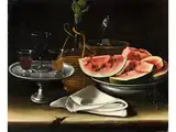 Stillleben mit Wassermelone by Giacomo Nani, oil on canvas, sold Mar 2024