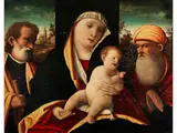 Madonna mit dem Kind, dem Heiligen Josef und Einem Adoranten by Francesco Rizzo da Santacroce, oil on panel, sold Sep 2022
