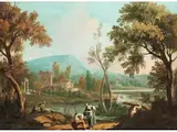 Giuseppe Bernardino Bison, 1762 Palmanova – 1844 Mailand Flusslandschaft mit Figuren by Giuseppe Bernardino Bison, 1762 Palmanova – 1844 Mailand, oil on canvas, offered Apr 2020