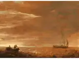 Küstengewässer mit Fischerboot by Jan Jozefsz. van Goyen, oil on panel, sold Jun 2022