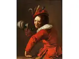 Der Kannengucker - Junger Zecher an Einem Tisch mit Weinkrug by Judith Leyster, oil on canvas, offered Apr 2020