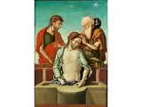 Christus in der Tomba mit Johannes dem Täufer und Hieronymus by Marco Zoppo, oil on panel, sold Sep 2018