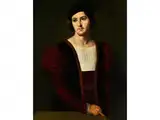 Portrait Eines Jungen Mannes by Bernardino Licinio, oil on panel, sold Sep 2018