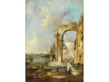 Architektur-capriccio by Giacomo Guardi, oil on canvas, sold Sep 2018