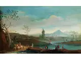 Landschaft mit Fluss und Figuren by Giuseppe Bernardino Bison, oil on canvas, offered Jun 2016