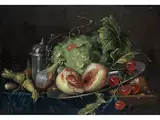 Stillleben mit Früchten, Zuckerstreuer und Nüssen by Gerrit van Deynum, oil on panel, offered Sep 2025