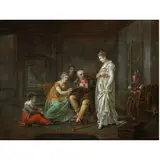 Untitled (Interior Scene) by Etienne Barthelmy Garnier, oil on board, sold Apr 2024