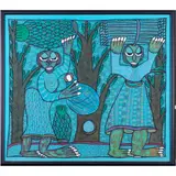 Untitled (Two Women) by Twins Seven-Seven, mixed media on cloth, sold Apr 2024