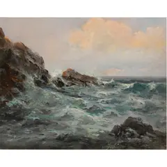 Seascape by Charles Henry Harmon, oil on board, sold Apr 2024