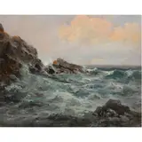 Seascape by Charles Henry Harmon, oil on board, sold Apr 2024