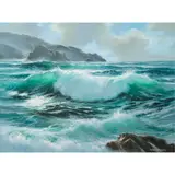 Seascape by E. John Robinson, oil on canvas, sold Apr 2024