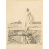 Svanen (The Swan) by Anders Zorn, 1915, engraving, sold Apr 2024