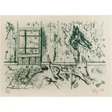 Untitled (Dog and His Bone) by Roy De Forest, 1978, lithograph in colors, sold Apr 2024