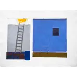 Untitled (Ladder and Blue Square) by Sam Richardson, mixed media and print collage, sold Apr 2024