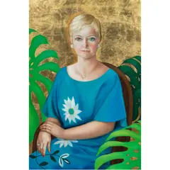 Portrait of Sara May by Margaret Keane, 1977, oil and gold leaf on canvas, sold Apr 2024