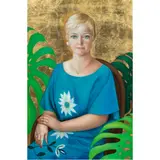 Portrait of Sara May by Margaret Keane, 1977, oil and gold leaf on canvas, sold Apr 2024