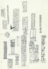 Untitled by Julius Schmidt, Ink on Paper 10.75"x8" Sheet. Loose, sold Sep 2025