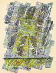 Untitled by Glen Alps, Mixed Media on Paper 26"x20" Sheet. Loose, sold Sep 2025