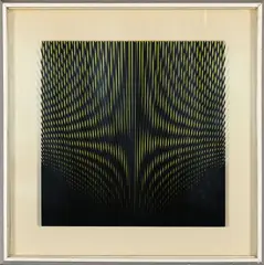 S10 by Alberto Biasi, silkscreen on transparent PVC and card, sold Aug 2026