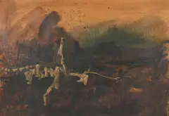 Abstracted Landscape by Fred Schimmel, oil on paper, sold Aug 2026