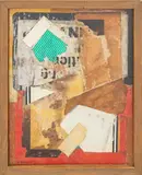 Abstract Composition by Uri Shulevitz, 1990, Mixed Media Collage on Board, sold Jul 2025