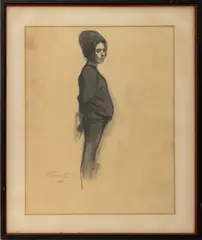 Portrait of a Pregnant Woman by Harvey Dinnerstein, 1964, Charcoal on Paper, sold Jul 2025