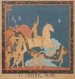 Le Cavalier Blanc" [The White Rider] by Georges Barbier, 1916, Pochoir Print in Colors on Paper, sold Jul 2025