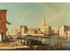 Venedig, Canale Grande am Eingang des rio Cannareggio by Francesco Tironi, oil on canvas, sold Sep 2025