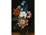Ä., 1620 – 1684 Chrysantheme, Hyazinthe, Mohn und Andere Blumen in Einer Glasvase by Jan van den Hecke d. Ä., oil on panel, offered Sep 2021