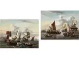 Zwei Nautische Seestücke by Johannes de Blaauw, oil on canvas, sold Jun 2024