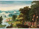 Flusslandschaft mit Szenen aus dem Leben Johannes des Täufers by Cornelis Massijs, oil on panel, offered Jun 2026