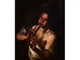 Der Flötenspieler by Bernardo Strozzi Il Cappuccino, oil on canvas, sold Jul 2018