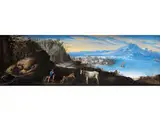 Paesaggio con Pastori, una Mucca e un Villaggio Costiera Sullo Sfondo - Landschaft mit Hirten, Einer kuh und Einem Küstendorf by Hermann van Swanevelt, oil on canvas, offered Mar 2015