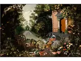 Vertumnus und Pomona by Jaspar van der Laanen, oil on panel, offered Mar 2015