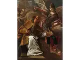Bischofsheiliger mit Engel by Giovanni Battista Pittoni d. J., oil on canvas, offered Sep 2019