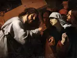 Kreuztragung Christi by Caravaggist des 17. Jahrhunderts, oil on canvas, sold Sep 2019