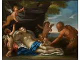 Die Verführung der Antiope Durch Zeus, in Einen Faun Verwandelt by Carlo Maratta, oil on copper, offered Sep 2017