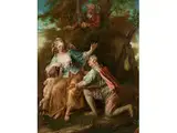 Galante Szene im Park by Louis-Michel van Loo, oil on canvas, sold Apr 2018