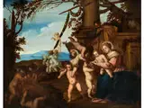Ruhe auf der Flucht Nach Ägypten by Francesco Albani, oil on copper, offered Apr 2018