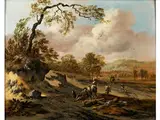 Dünenlandschaft mit weg und Wanderern by Jan Wijnants, oil on panel, sold Apr 2016
