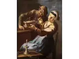 Bauernpaar mit Falle by Giacomo Francesco Cipper, oil on canvas, offered Dec 2023