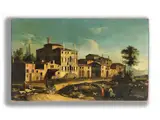 Landschaft mit Villen und Bauten am Ufer des Brenta Kanals by Apollonio Facchinetti, oil on canvas, sold Sep 2024