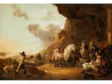 Rast auf der Jagd by Dirck Stoop, oil on panel, offered Mar 2024