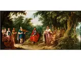 Das Urteil des Midas in Üppiger Baumlandschaft by Abraham Govaerts, oil on copper, offered Mar 2015