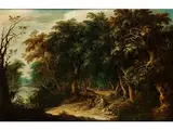 Waldlandschaft mit Diana und Nymphen by Abraham Govaerts, oil on panel, sold Apr 2016