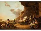 Rast auf der Jagd by Dirck Stoop, oil on panel, offered Dec 2022