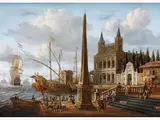 Ansicht Eines Grossen Mediterranen Hafens by Jacobus Storck, oil on panel, offered Mar 2025
