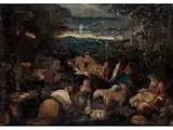Pastorale Landschaft by Leandro Bassano, oil on canvas, sold Sep 2024