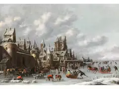 Eisvergnügen vor den Mauern Einer Mittelalterlichen Stadt by Thomas Heeremans, oil on canvas, sold Dec 2025